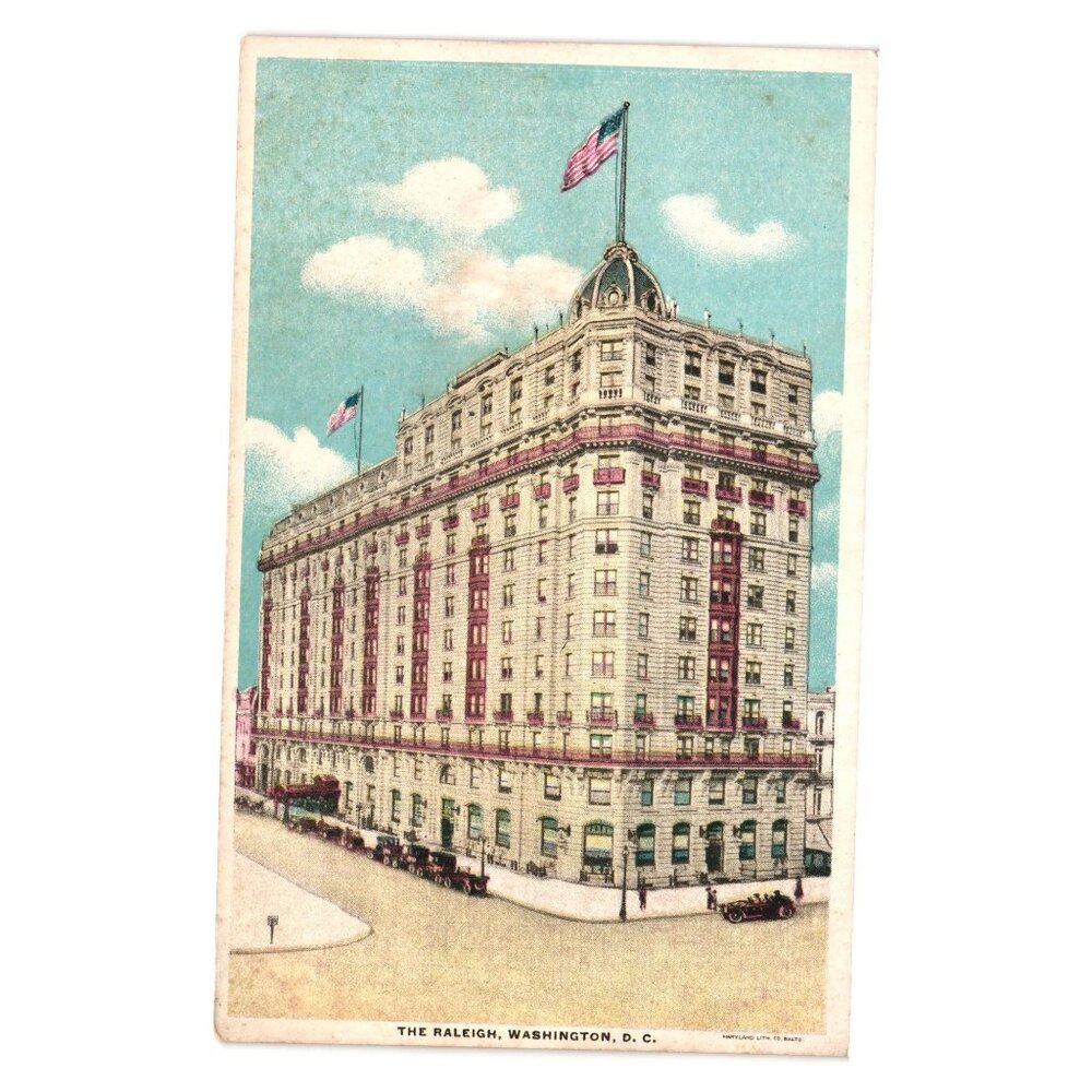 Vintage Raleigh Hotel Washington DC Postcard Twelfth Pennsylvania Ave Unused